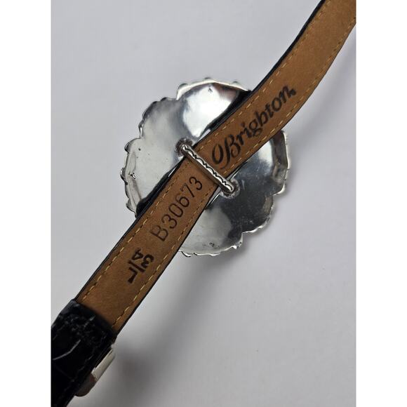 Brighton Black Silver Tone Concho Leather Belt Size 34 L34 Vg condition main image 4
